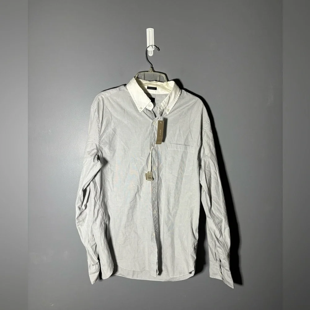 J.Crew Grey Button Up Slim Shirt Mens Size Large